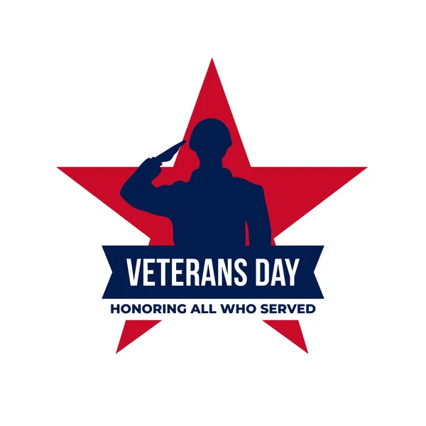 군인의 Happy Veterans Day 의상인 디자인에 사람들에게 경의를 표하는 축전의 — 스톡 벡터