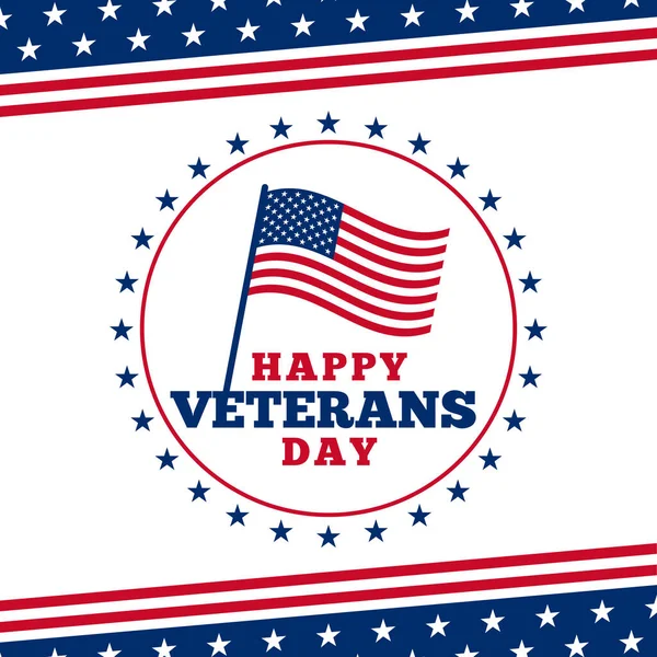 シンプルな幸せな退役軍人の日のロゴのバッジポスターの背景とともにUsa America旗ベクトルイラスト装飾 — ストックベクタ