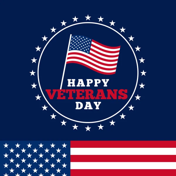 Mutlu Gaziler Günü logo rozet afişi. ABD bayrak vektör illüstrasyon süslemesi..