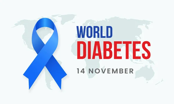 World Diabetes Day Awareness Poster Background Blue Ribbon Symbol World — Stock Vector