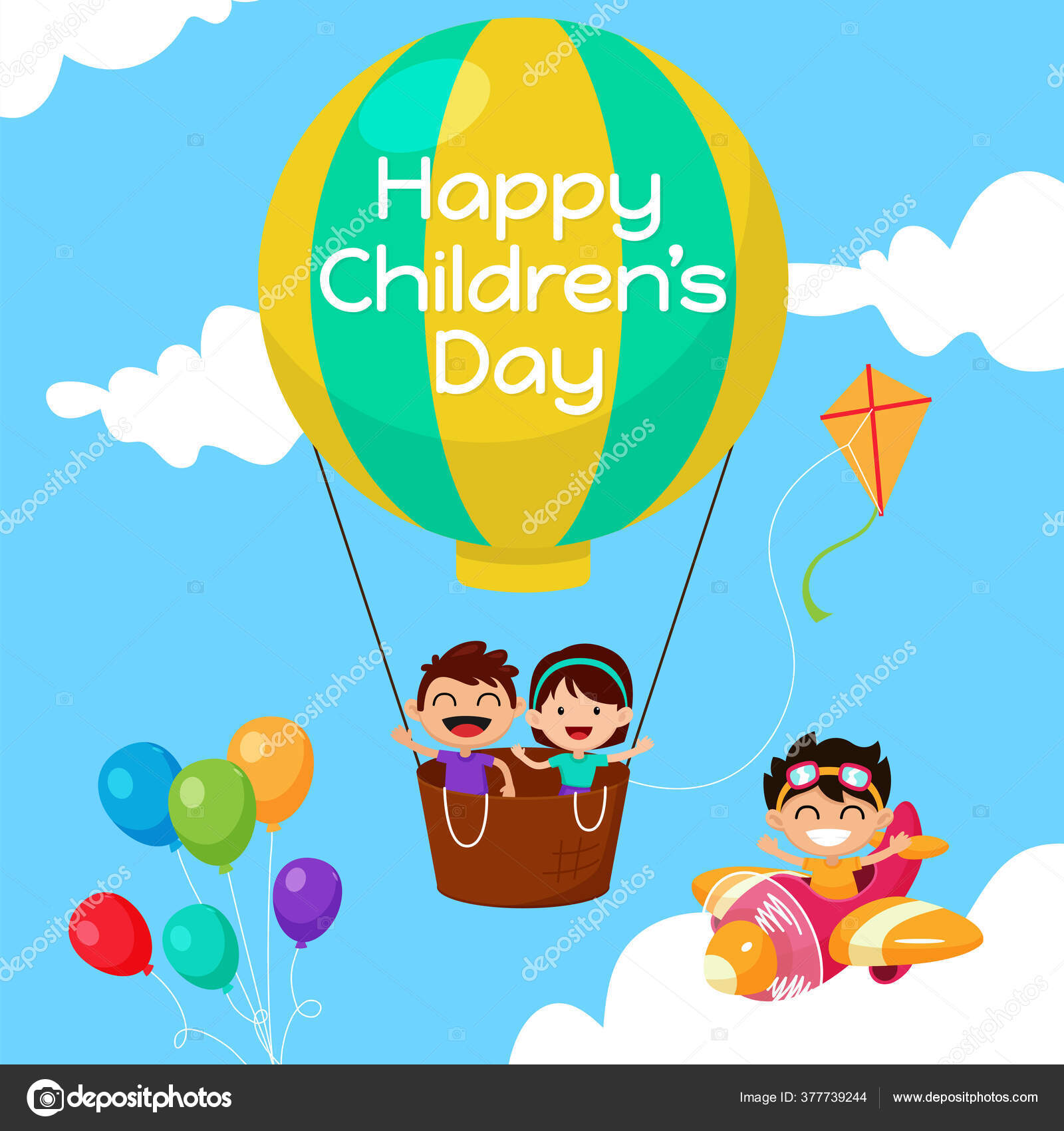 Happy Children's Day Poster Background Vector Design Template Kid Drive  Stock Vector Image by ©mnaufal #377739244