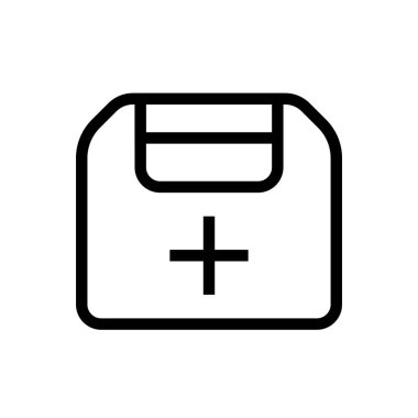 İlk yardım kutusu ikonu tasarımı. çizgi sanatı tıbbi vektör illüstrasyonu