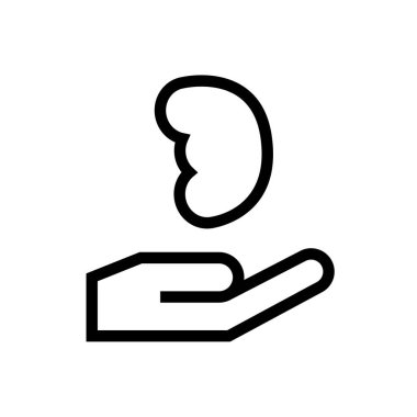 Böbrek bağışı ikonu tasarımı vücut organı nakli toplum hizmetleri sembolü. çizgi sanatı tıbbi sağlık vektörü çizimi