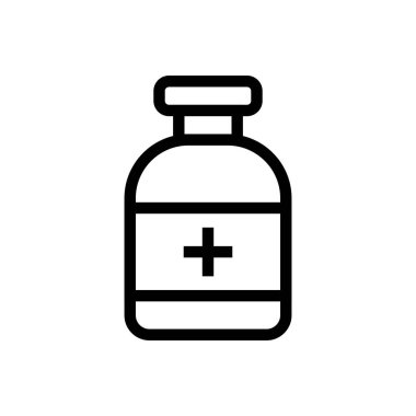 İlaç şişesi ikonu tasarımı. çizgi sanatı tıbbi sağlık vektörü çizimi