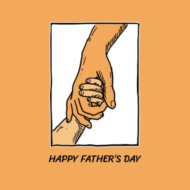 Little kid hand holding father hand vector illustration for Happy fathers day concept poster background design handrawn drawing style clipart