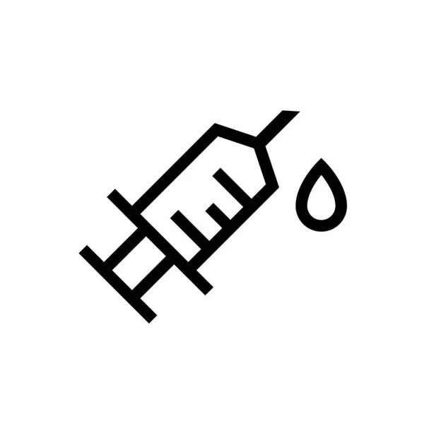 Simbolo Iniezione Del Vaccino Disegno Dell Icona Della Siringa Linea — Vettoriale Stock