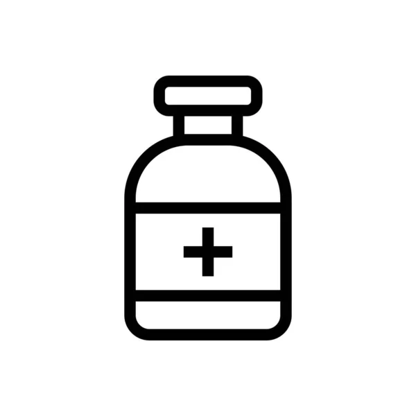 Projekt Ikony Butelki Lekiem Linia Sztuka Medyczna Wektor Opieki Zdrowotnej — Wektor stockowy