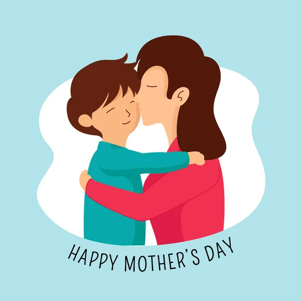 Mère Embrasse Son Enfant Avec Amour Vecteur Plat Illustration Pour — Image vectorielle