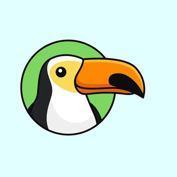 Toucan Kopf Aus Kreis Rahmen Vektor Illustration Abzeichen Logo Design — Stockvektor