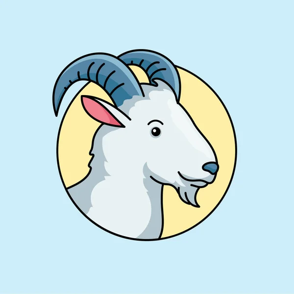 Cabeça Cabra Animal Ilustração Vetorial Contorno Simples Projeto Crachá Logotipo —  Vetores de Stock