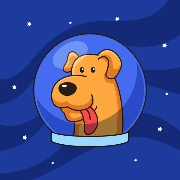 Hundekopf Trägt Astronautenhelm Raumanzug Charakter Maskottchen Vektor Illustration Mit Weltraum — Stockvektor