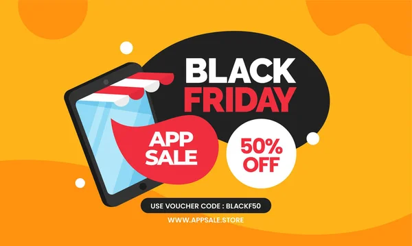 Zwarte Vrijdag Software App Verkoop Online Winkel Promotie Banner Template Stockillustratie