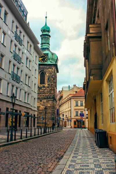 Street in the old center of Prague, Czech Republic. June 2010