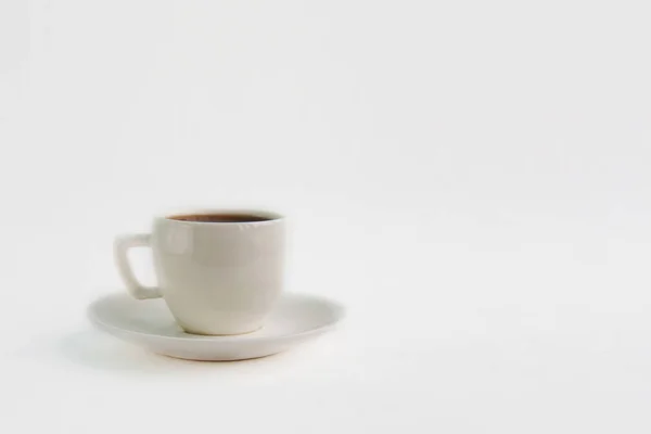 Piattino Caffè Espresso Bianco Sfondo Carta Vista Frontale Spazio Copia — Foto Stock