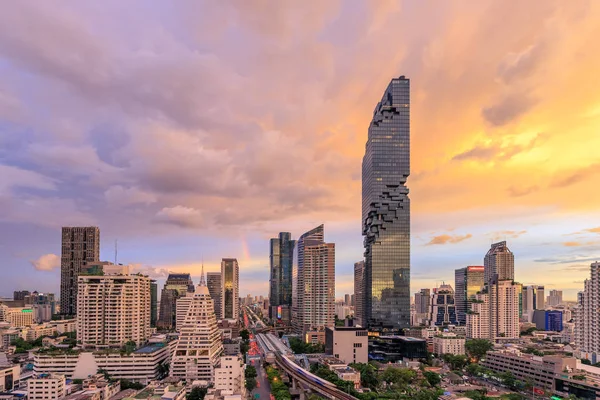 Bangkok Business District Cityscape Zgârie Nori Amurg Thailanda — Fotografie, imagine de stoc