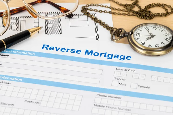 Reverse mortgage application form, financial concept