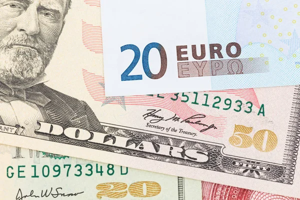 Μας Χρήματα Τραπεζογραμματίων Του Δολαρίου Και Του Ευρώ — Φωτογραφία Αρχείου