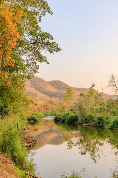 Dağ ve Wang nehir tropikal ormanda yakın: Lampang, Thailand