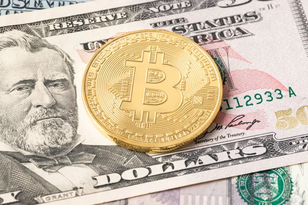 Bitcoin Token Dollar Banknote Money — Stock Photo, Image