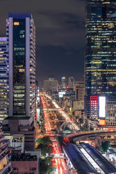 Bangkok Business District Stadsgezicht Met Wolkenkrabber Nachts Thailand — Stockfoto