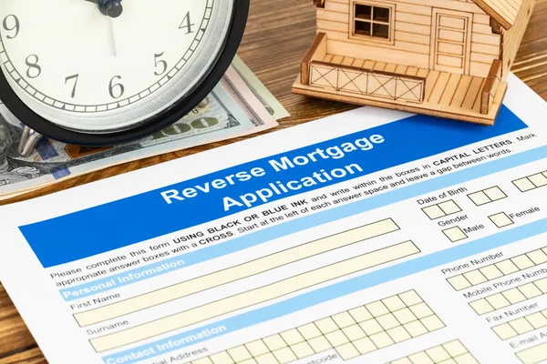 Reverse mortgage application form, financial concept