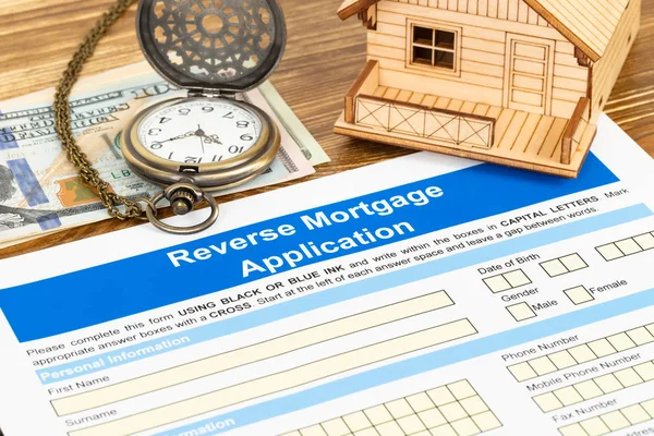 Reverse mortgage application form, financial concept