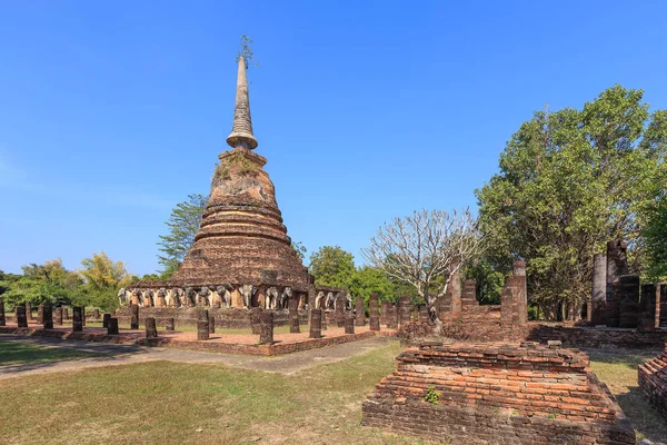 Wat Chang Lom Shukhothai Történelmi Park Thaiföld — Stock Fotó