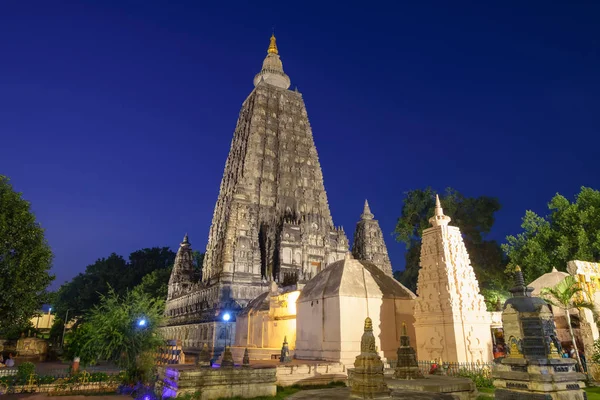 Świątynia Mahabodhi Nocy Bodh Gaya Indie Miejscu Gdzie Gautam Budda — Zdjęcie stockowe