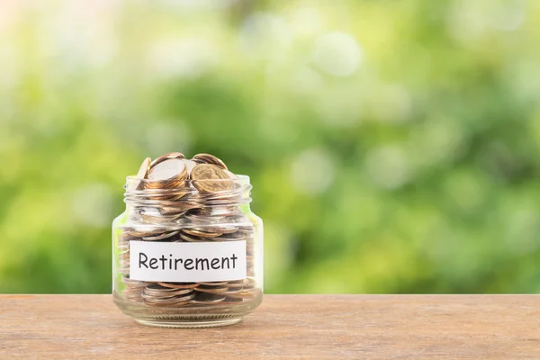 stock image Money coin jar on white background retirement saving concept