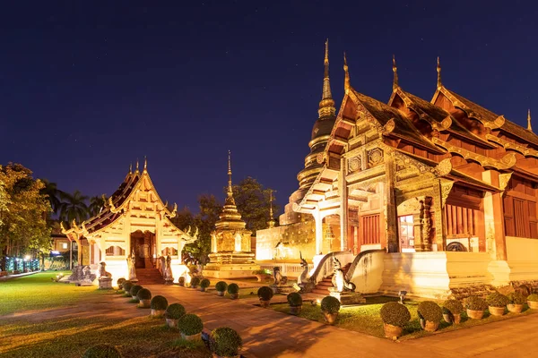 Chapelle Pagode Dorée Wat Phra Singh Woramahawihan Chiang Mai Crépuscule — Photo