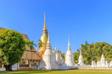 Tayland 'ın kuzeyindeki Chiang Mai' deki Wat Suan Dok Tapınağı 'ndaki pagodas.