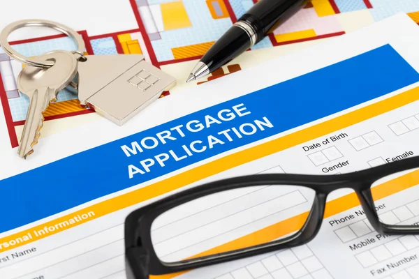 Formulaire de demande de prêt hypothécaire, concept financier — Photo