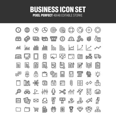 100 iş ile ilgili simgeler kümesi. Düzenlenebilir inme. 48 x 48 piksel mükemmel.