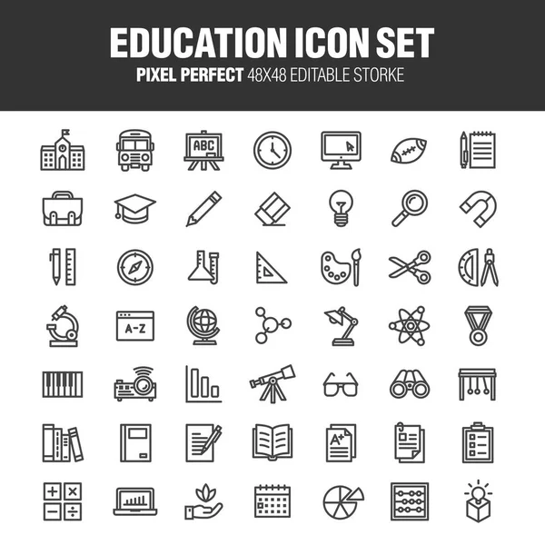 Conjunto Iconos Escolares Educativos Contiene Iconos Para Los Servicios Involucrados — Vector de stock