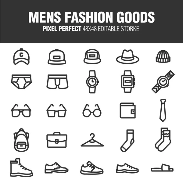 Conjunto Ícones Sobre Itens Moda Masculina Avc Editável 48X48 Pixel —  Vetores de Stock