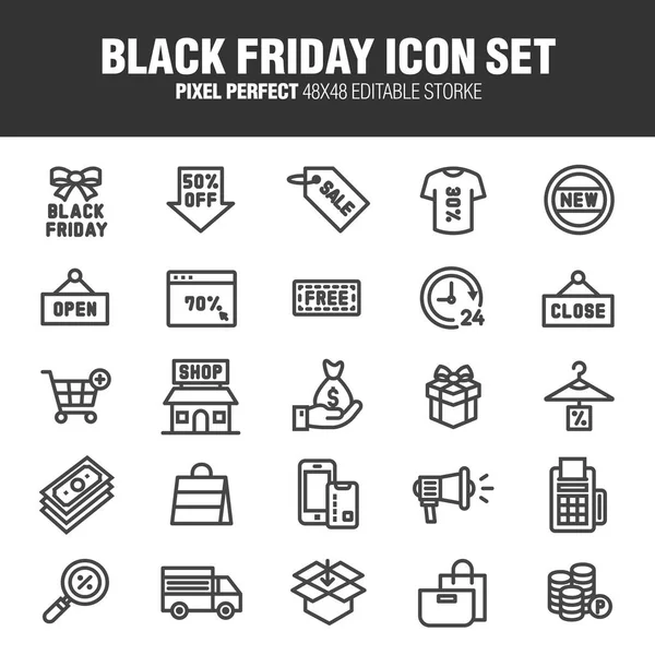 Conjunto Ícones Relacionados Black Friday Conjunto Ícones Relacionados Black Friday —  Vetores de Stock