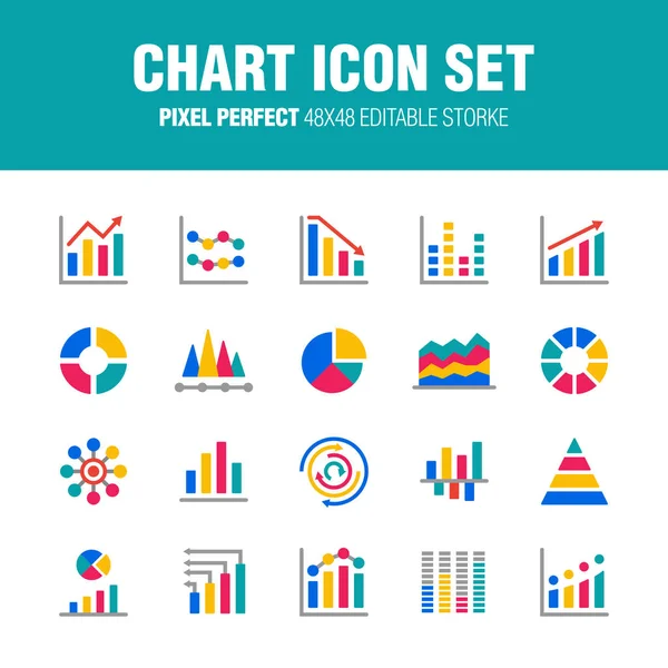 Chart Icon Set Este Conjunto Iconos Gráficos Derrame Cerebral 48X48 — Vector de stock
