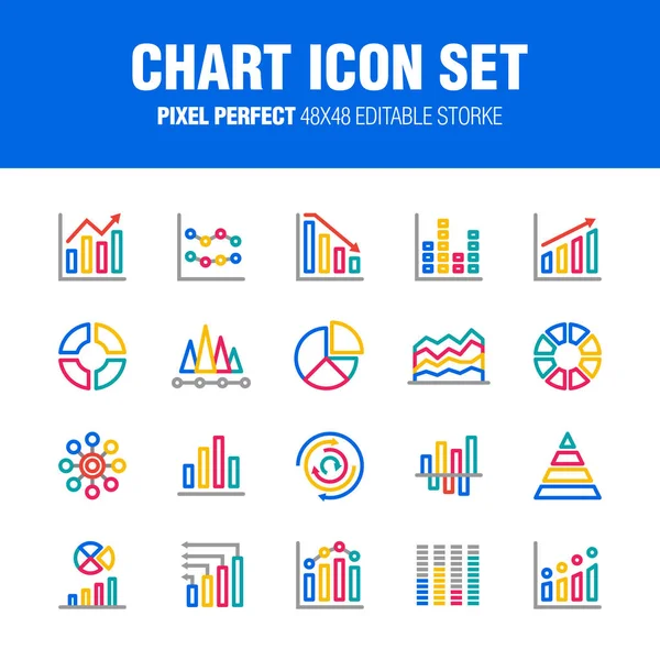 Chart Icon Set Este Conjunto Iconos Gráficos Derrame Cerebral 48X48 — Vector de stock