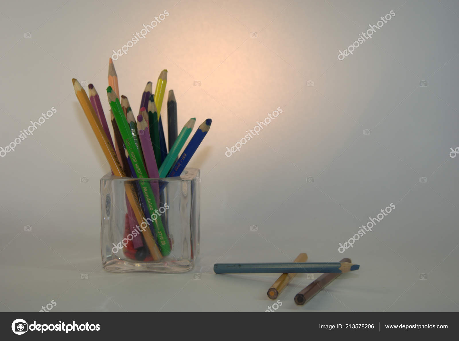Multicolored Pencils Transparent Stand Picture White Background Isolate Stock Photo C Alex 712 213578206