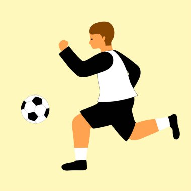 Futbolcu topa vuruyor. Vektör illüstrasyonu. 