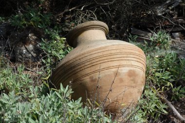 Seramik Amfora çöpe atılır ama hala güzelliği tutar. Scala Panagia Thassos Yunanistan