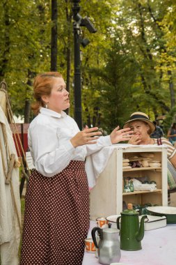 Moskova, Rusya, 08-18-2018. Kez tarihsel festivali ve dönemini