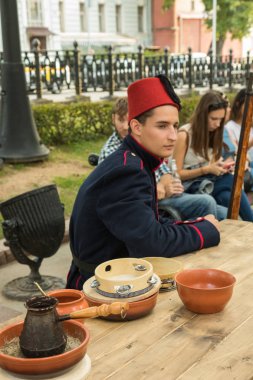 Moskova, Rusya, 08-18-2018. Kez tarihsel festivali ve dönemini