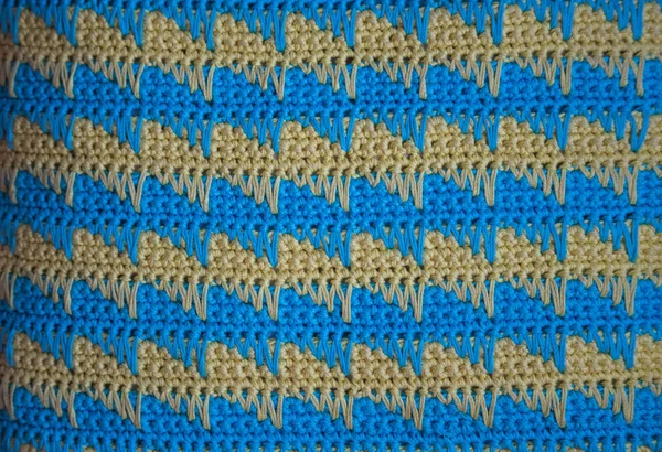 Blue  and yellow realistic knitting pattern. Jacquard technic — Stock Photo, Image