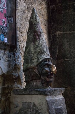 Naples, İtalya - 04 Kasım, 2018. Pulcinella anıt