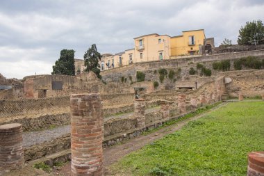 Ercolano, İtalya - 04 Kasım, 2018.The kalıntıları Herculaneum kazı Ercolaono Napoli, İtalya