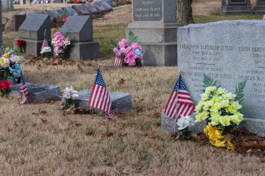 New York, yeni Yorkusa-Jan 06 2019: graves ve heykeller yeşil-ahşap mezarlığı Brooklyn, New York