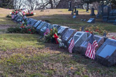 New York, yeni Yorkusa-Jan 06 2019: graves ve heykeller yeşil-ahşap mezarlığı Brooklyn, New York