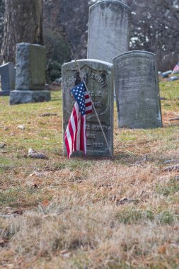 New York, yeni Yorkusa-Jan 06 2019: graves ve heykeller yeşil-ahşap mezarlığı Brooklyn, New York