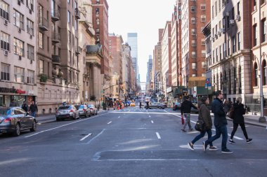 Manhattan'ın tipik sokak görünümü. New York Amerika Birleşik Devletleri - 3 Ocak, 2019